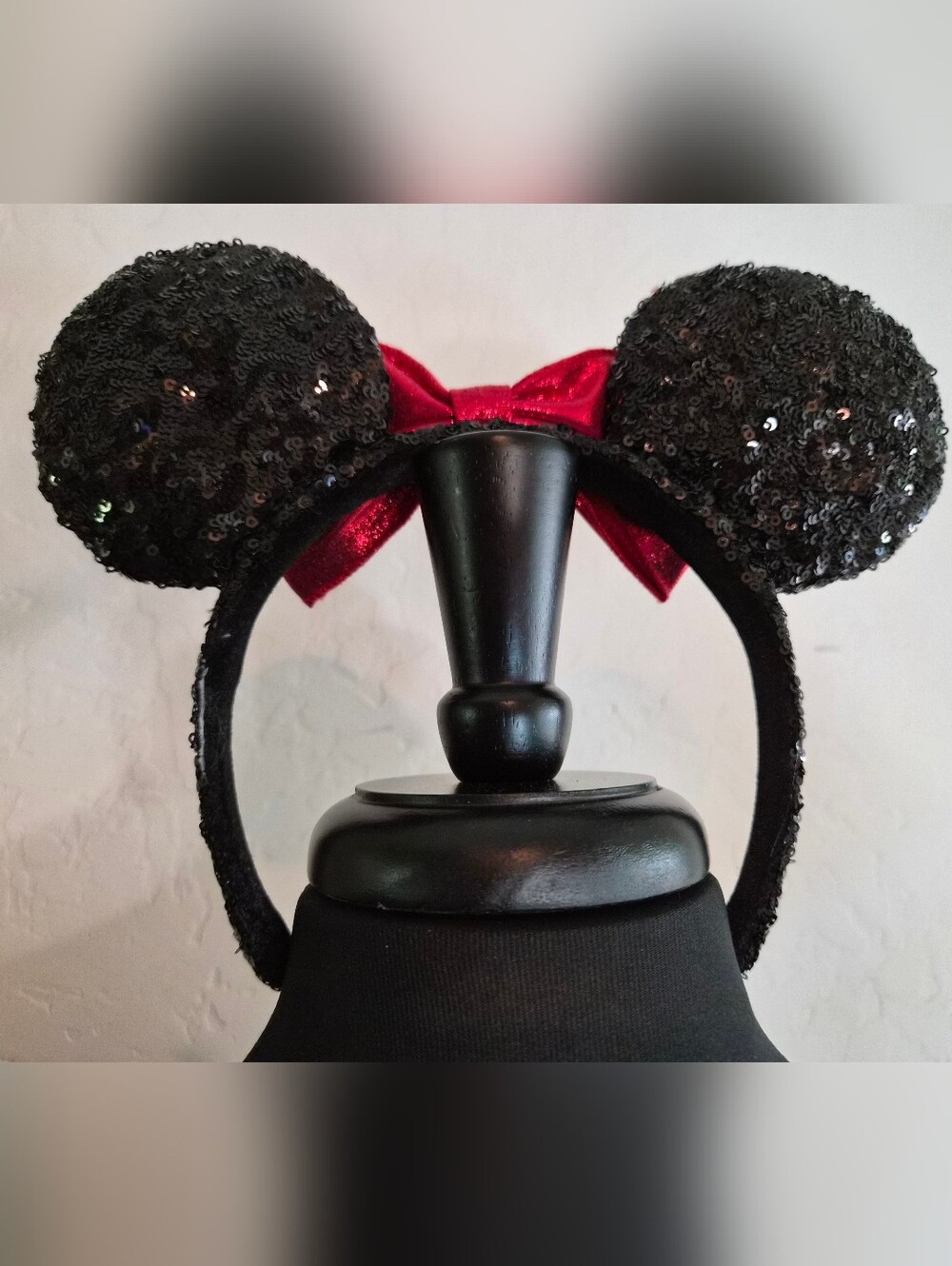 Minnie Mouse Sequin Ears Headband w/ Big SHINY Red Bow - Picture 3 of 4